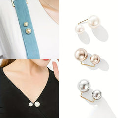 3pcs Faux Pearl Scarf Pin Brooch Waist Pin Shawl Pants Clip