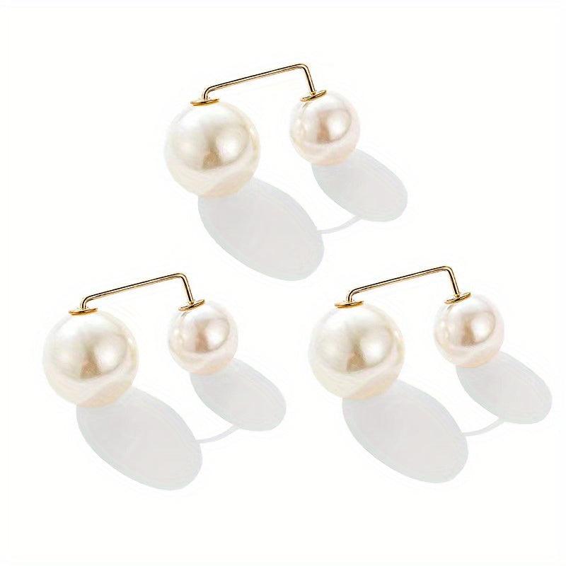 3pcs Faux Pearl Scarf Pin Brooch Waist Pin Shawl Pants Clip