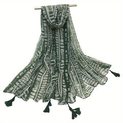 Thin Breathable Tassel Scarf Print Windproof Sunproof Shawl