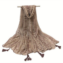 Thin Breathable Tassel Scarf Print Windproof Sunproof Shawl