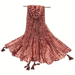 Thin Breathable Tassel Scarf Print Windproof Sunproof Shawl