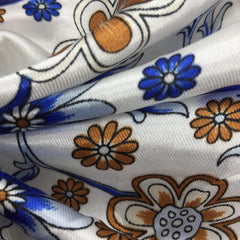 Dark Vintage Flower Print Satin Scarf Neckerchief