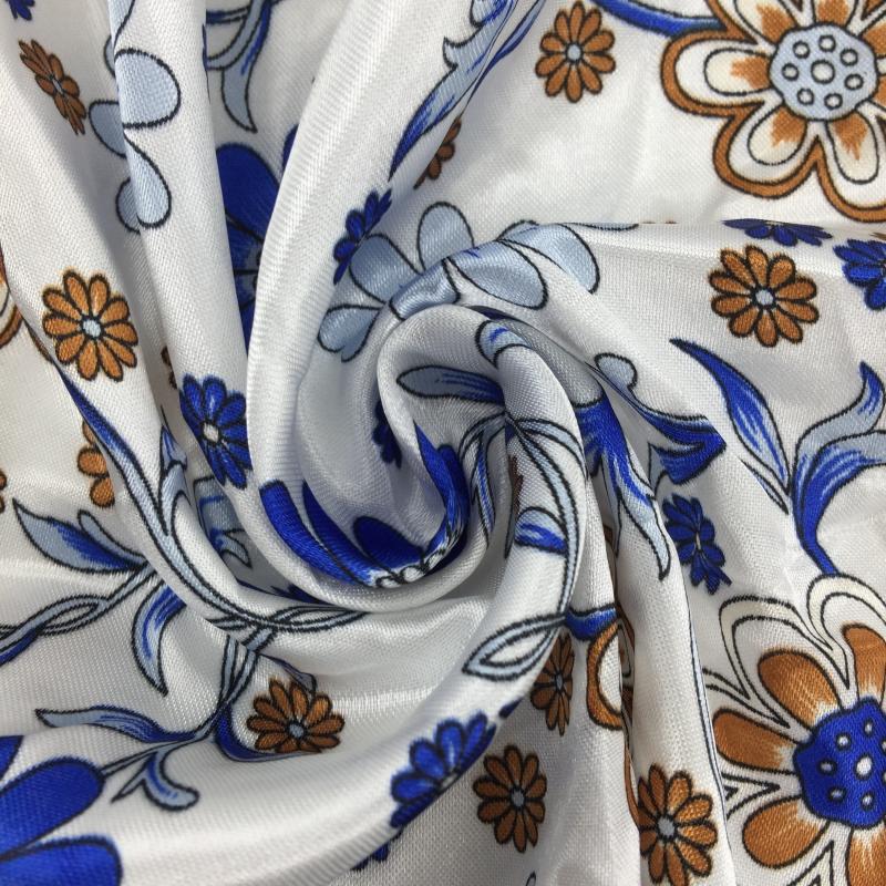 Dark Vintage Flower Print Satin Scarf Neckerchief