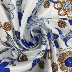 Dark Vintage Flower Print Satin Scarf Neckerchief