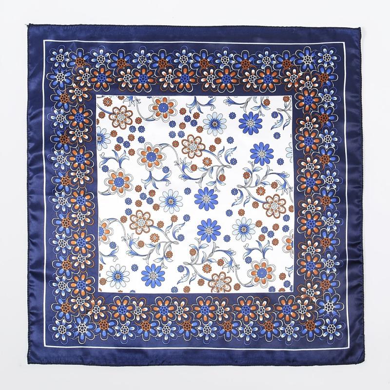 Dark Vintage Flower Print Satin Scarf Neckerchief
