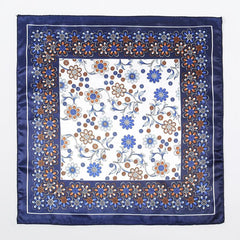 Dark Vintage Flower Print Satin Scarf Neckerchief