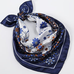 Dark Vintage Flower Print Satin Scarf Neckerchief