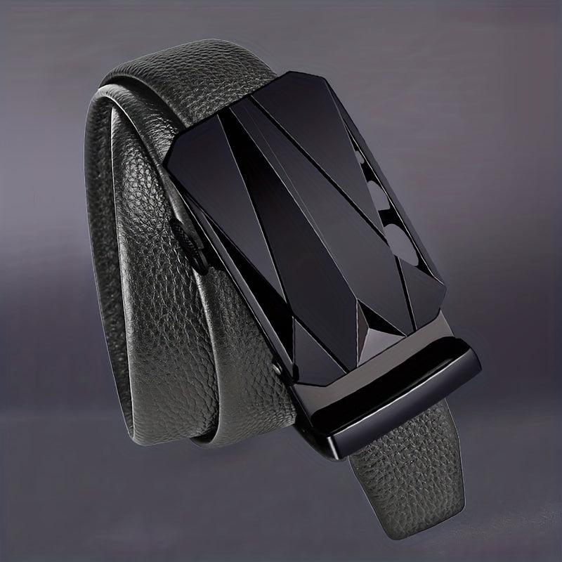 Men's Pu Leather Belt with Automatic Buckle Middle-aged Young Business Casual