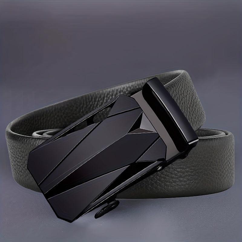 Men's Pu Leather Belt with Automatic Buckle Middle-aged Young Business Casual