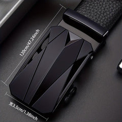 Men's Pu Leather Belt with Automatic Buckle Middle-aged Young Business Casual
