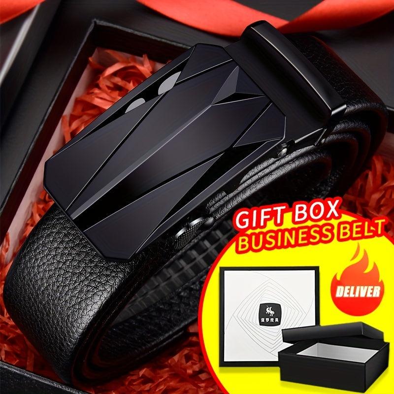Men's Pu Leather Belt with Automatic Buckle Middle-aged Young Business Casual
