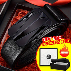 Men's Pu Leather Belt with Automatic Buckle Middle-aged Young Business Casual