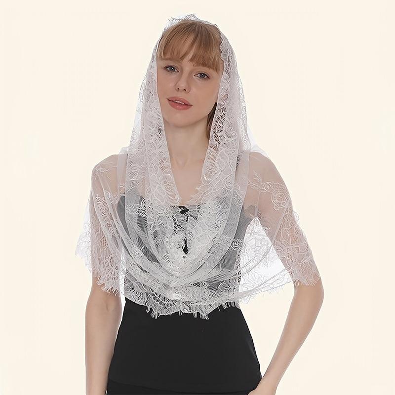 Embroidered Wedding Veil Scarf Bridal Head Wrap
