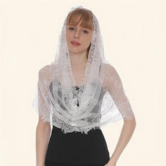 Embroidered Wedding Veil Scarf Bridal Head Wrap
