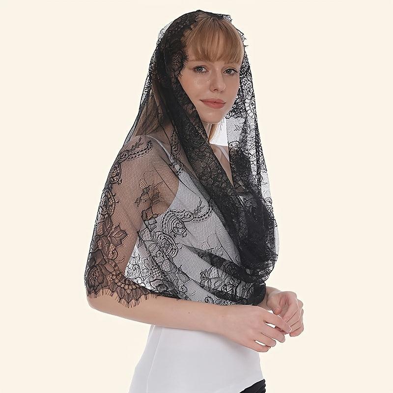 Embroidered Wedding Veil Scarf Bridal Head Wrap