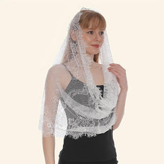 Embroidered Wedding Veil Scarf Bridal Head Wrap