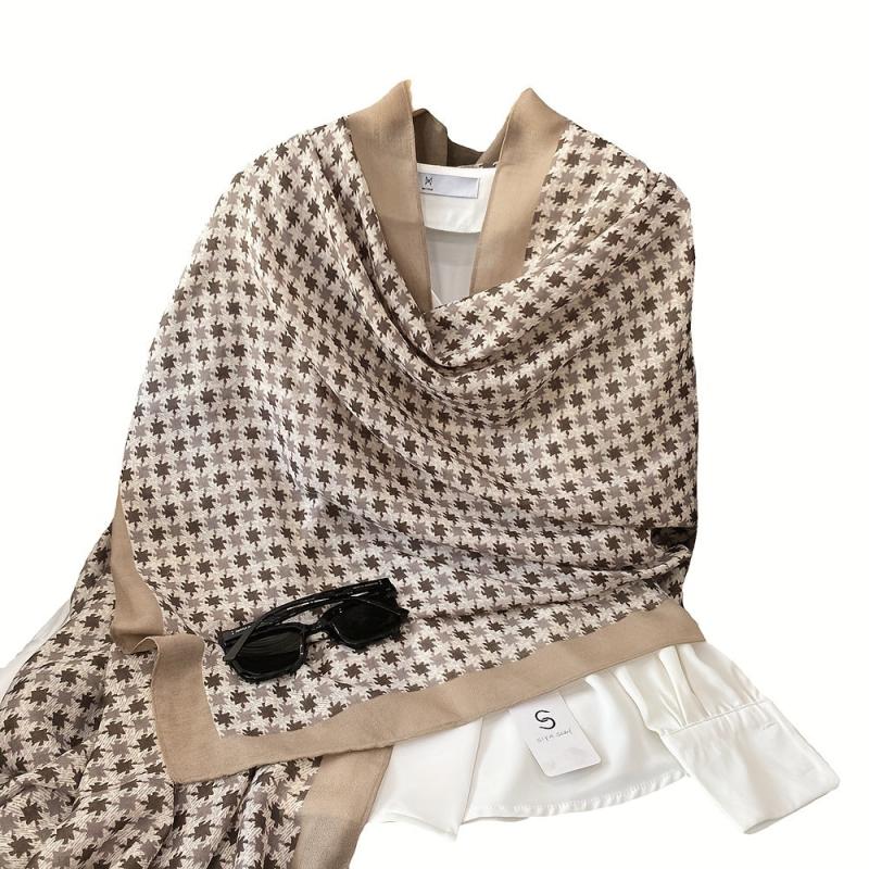 Geometric Floral Print Scarf Warm Shawl Outdoor Windproof Head Wrap