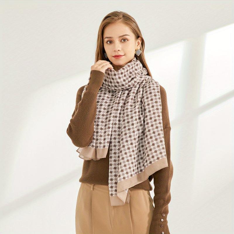 Geometric Floral Print Scarf Warm Shawl Outdoor Windproof Head Wrap