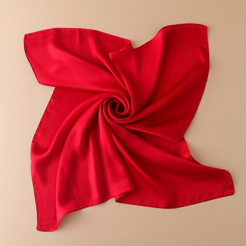 Plain Bandana Silk Scarf Casual Shawl Scarf Wrap Head Wrap Bag Handle Charm