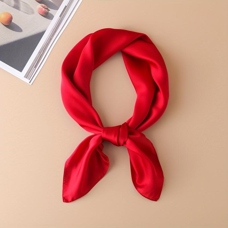 Plain Bandana Silk Scarf Casual Shawl Scarf Wrap Head Wrap Bag Handle Charm