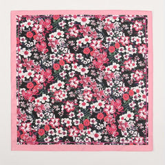 Red Flower Print Square Scarf Bandana Vintage Windproof Head Wrap