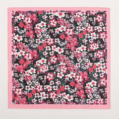 Red Flower Print Square Scarf Bandana Vintage Windproof Head Wrap