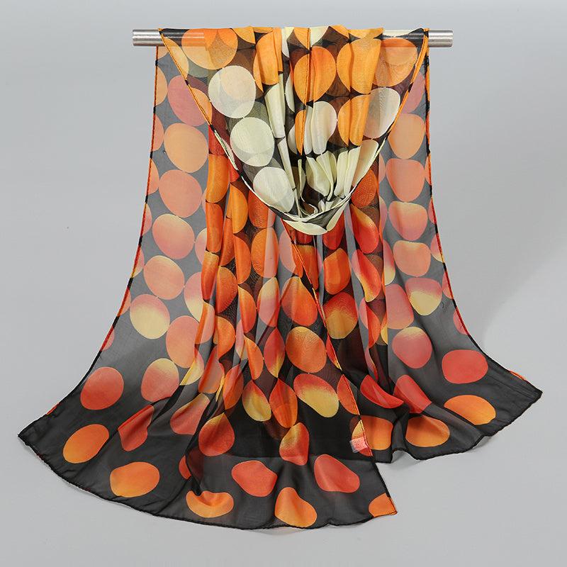 Chiffon Scarf Gradient Dot Print Classic Shawl
