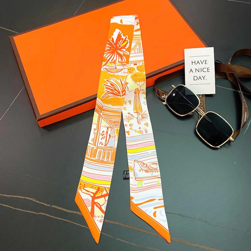 Colorful Graffiti Print Skinny Scarf Long Ribbon Neckerchief Satin