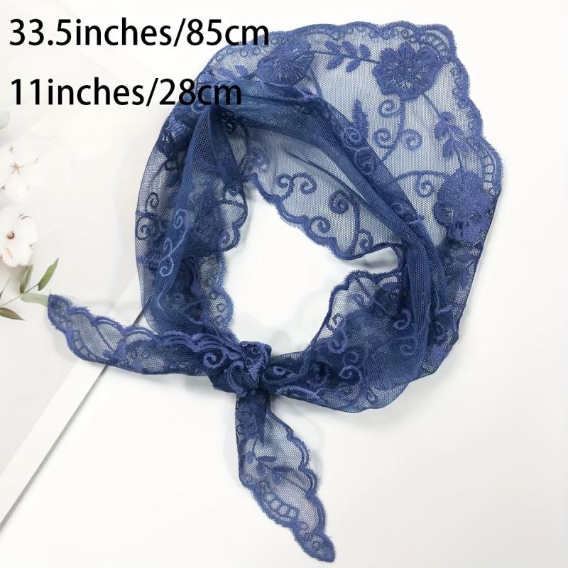 Flower Embroidered Thin Triangle Scarf for Women