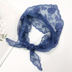 Flower Embroidered Thin Triangle Scarf for Women