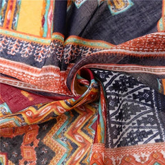 Boho Colorful Fringed Scarf Geometric Printed Sunscreen Shawl