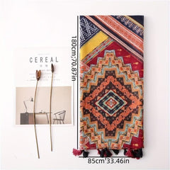 Boho Colorful Fringed Scarf Geometric Printed Sunscreen Shawl
