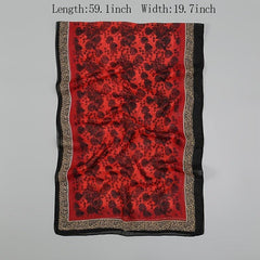 Vintage Chiffon Scarf Boho Floral Print Silk Shawl Outdoor Sunscreen Windproof