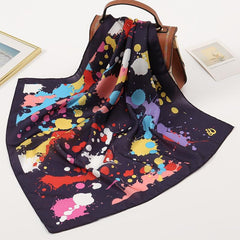 Colorful Spray Print Bandana Square Scarf Women Head Wrap