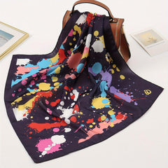 Colorful Spray Print Bandana Square Scarf Women Head Wrap
