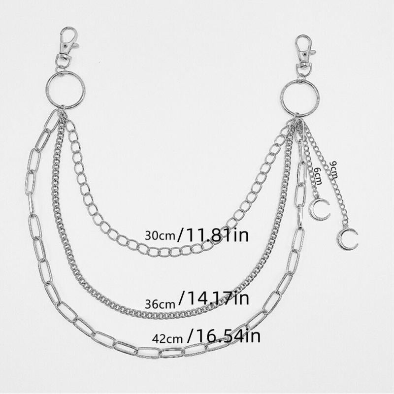 Punk Steel Keychains Chain Moon Star Rivets Skull Accessories