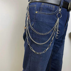 Punk Steel Keychains Chain Moon Star Rivets Skull Accessories