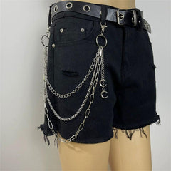 Punk Steel Keychains Chain Moon Star Rivets Skull Accessories