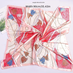 89 99cm Boho Large Square Scarf Satin Head Scarf Neck Sunshade Bandana Wraps