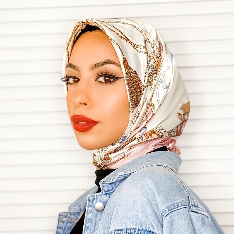 89 99cm Boho Large Square Scarf Satin Head Scarf Neck Sunshade Bandana Wraps