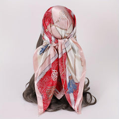 89 99cm Boho Large Square Scarf Satin Head Scarf Neck Sunshade Bandana Wraps