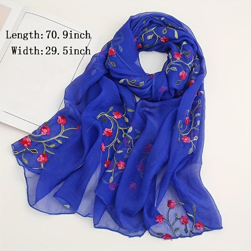 Peach Blossom Embroidered Scarf Windproof Sun Proof