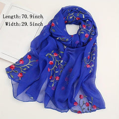 Peach Blossom Embroidered Scarf Windproof Sun Proof