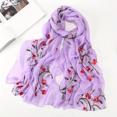 Peach Blossom Embroidered Scarf Windproof Sun Proof