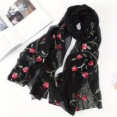 Peach Blossom Embroidered Scarf Windproof Sun Proof