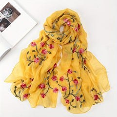 Peach Blossom Embroidered Scarf Windproof Sun Proof