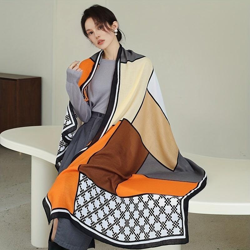 Large Stylish Windproof Block Scarf Classic Warm Shawl