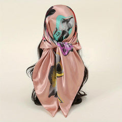 Dotted Bandana Satin Shawl Silk Square Scarf Head Wrap