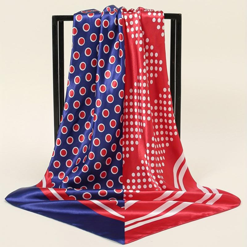 Dotted Bandana Satin Shawl Silk Square Scarf Head Wrap