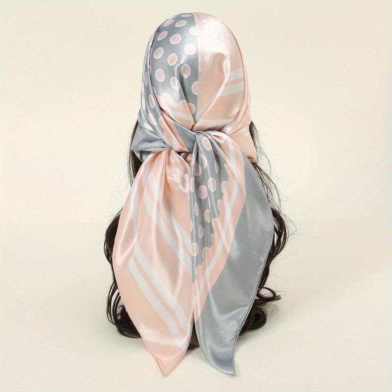 Dotted Bandana Satin Shawl Silk Square Scarf Head Wrap